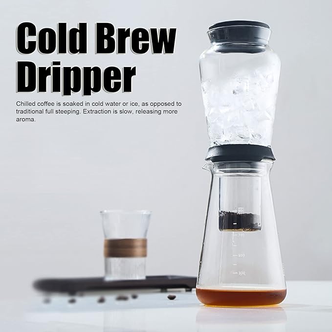Ice Cold Brew Dripper High Borosilicate Glass Coffee Maker, 900ml Capacity, Ideal for Home Kitchen, Slow Extraction for Richer, No Extra Filtration Needed