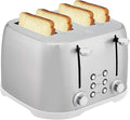 4 Slice Brushed Silver Stainless Steel Toaster with Wide Slots, Bagel, Defrost, Cancel Functions, 1600W Family Size Bread Maker for Modern Kitchens