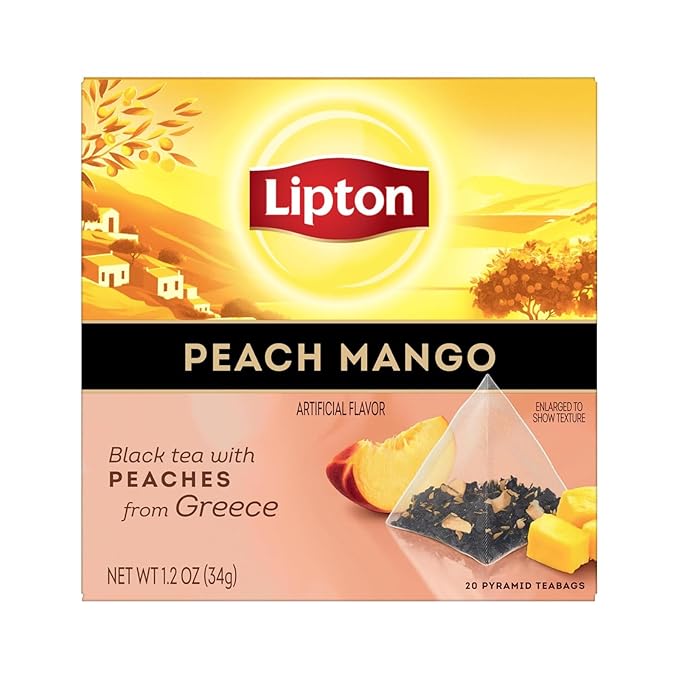 Lipton Peach Mango Black Tea, Lemon Green Tea, Lemon Black Tea 20CT (1ea) (Variety Pack)