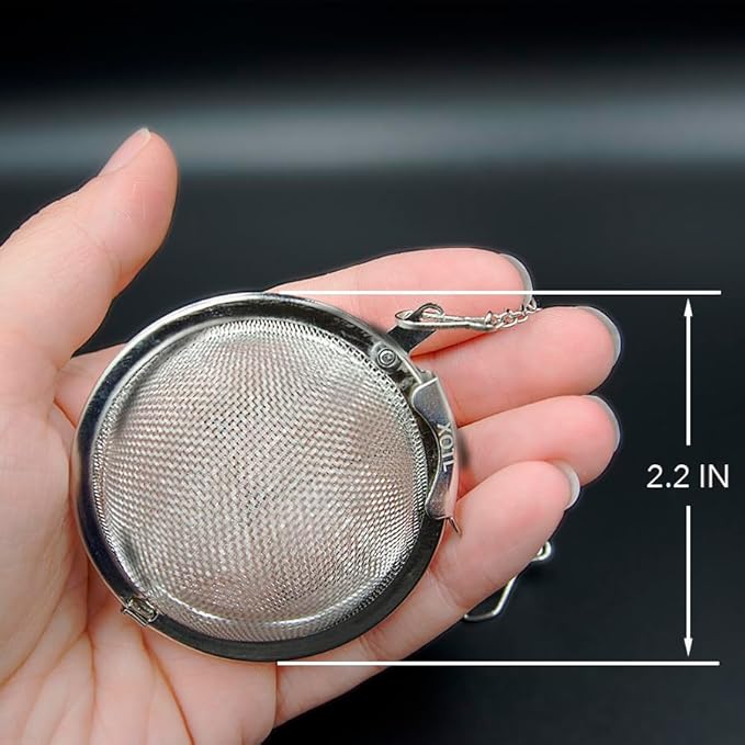 2.2 Inch Tea Ball Infuser Set – 2 PCS Stainless Steel Mesh Tea Strainers for Loose Leaf Tea, Spices, Herbs – 1 Black & 1 Silver – Reusable Steeper Filters