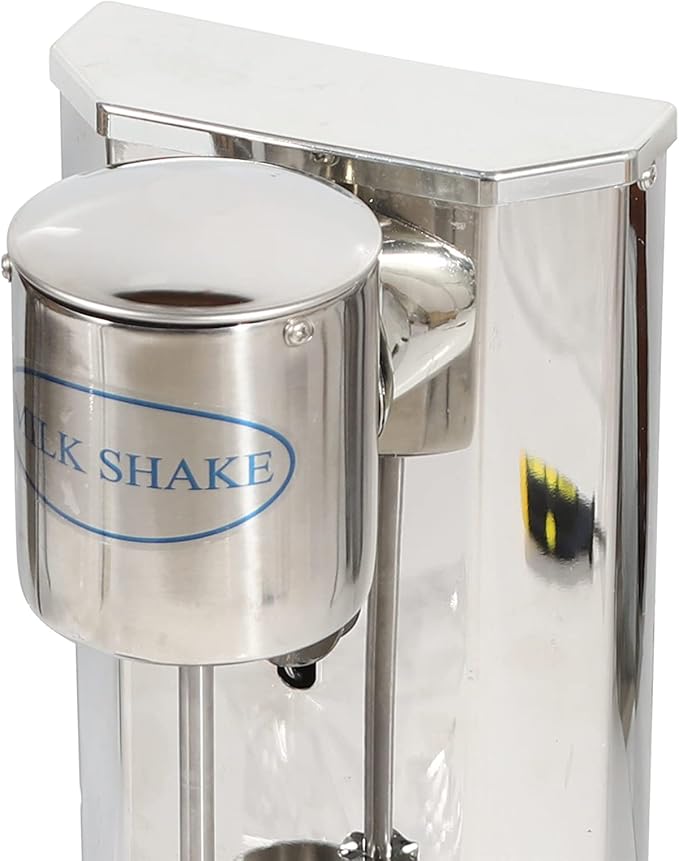 Electric Milk shaker 18000RMP Single Head Stand Mixer 180W 110V Commercial Stainless Steel Drink Mixer Machine 650ml Smoothie Malt Blender w/1Pcs PP Cup (Single Head)