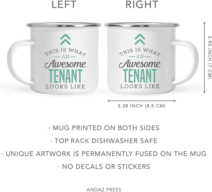 Andaz Press 11oz. Stainless Steel Campfire Coffee Mug Gift, This is What an Awesome Tenant Looks Like, 1-Pack, Birthday Gift Ideas Coworker Him Her, Includes Gift Box