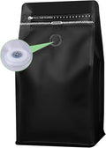 REMTAP Coffee Bags with Valve(50pcs,12 oz,3/4 lb) balck High Barrier Aluminumed Foil Flat Bottom Standing Coffee Beans Storage Bags,Reusable Heat Sealable Side Zipper Pouches for Home or Store