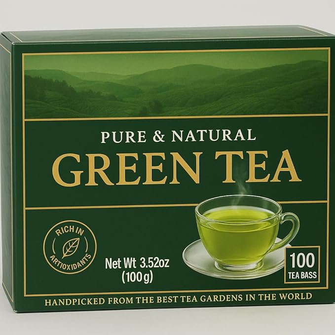 Hand-Picked Black & Green Tea Bags 100 Count Pack | Bold & Smooth Premium Blend for Hot or Iced Tea | Antioxidant-Rich Breakfast Tea Fresh Flavorful & Aromatic Brew 3.52 oz (Green Tea)