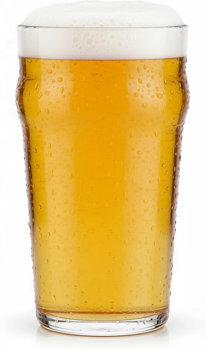 British Pint Glass Set of 4 – 20 oz Nonic Craft Beer & Beverage Glasses