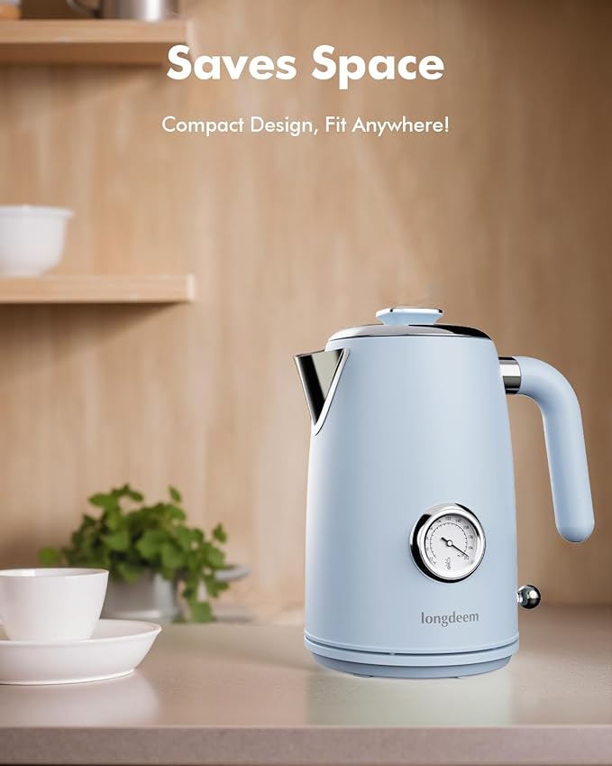 1L Small Electric Kettle - Stainless Steel, Portable Travel Mini Hot Water Boiler Heater, Auto Shut-Off, Boil-Dry Protection