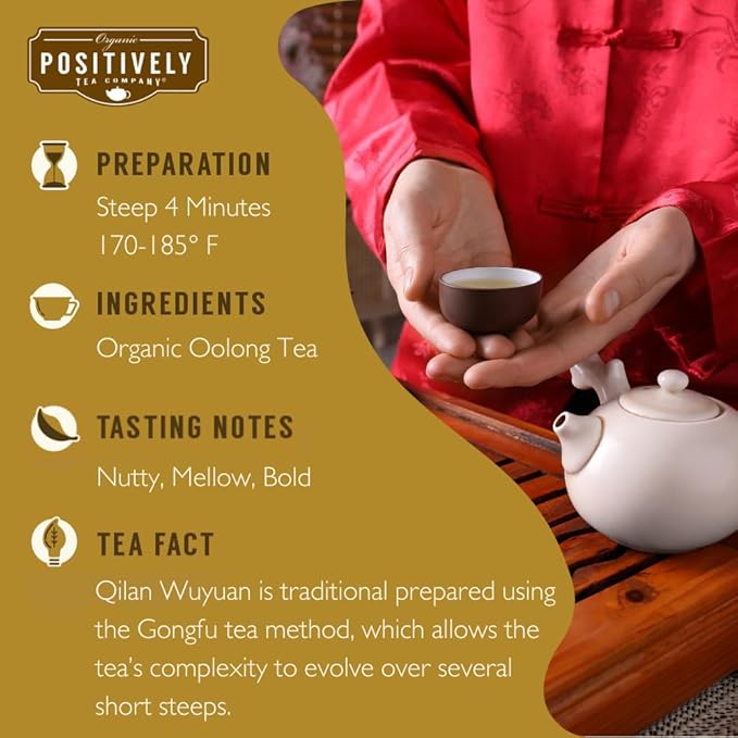 Organic Positively Tea Company, Qilan Wuyuan Oolong Tea, Loose Leaf, 16 Ounce