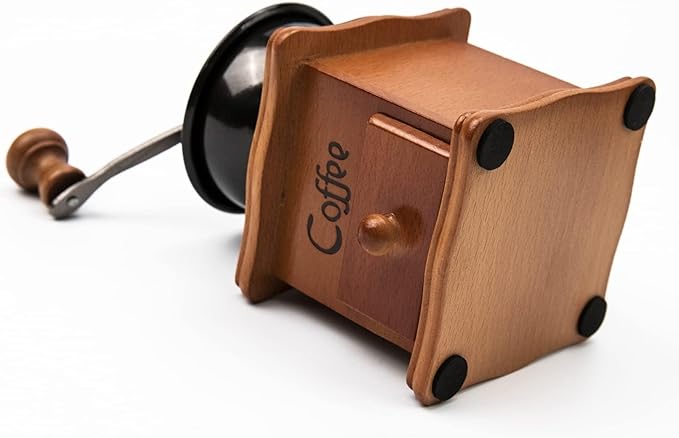 Manual Coffee Grinder, Vintage Wooden Mini Portable Hand Crank with Ceramic Burr, Coffee Grinder Manual Adjustable Coarseness Setting for Espresso French Press Drip Coffee, Antique Display Gift