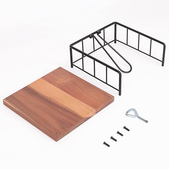 Livabber Flat Napkin Holder, Metal Kitchen Napkin Storage with Weighted Tension Arm Rustic Tissue Paper Dispenser for Countertop, Table Kitchen, Dining Room (With Wooden Base, Black)