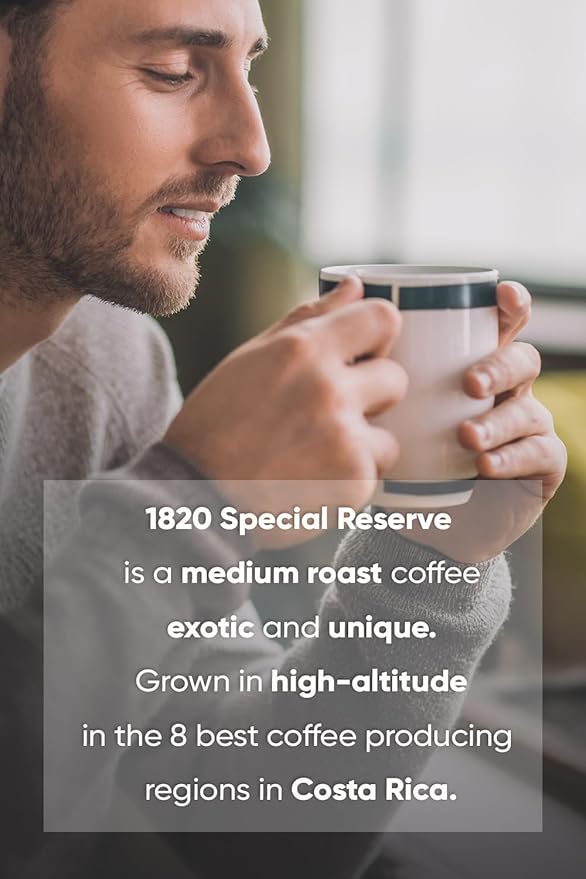 Café 1820 Special Reserve, Premium Costa Rican Ground Coffee, 100% Arabica, Medium/Dark Roast, High Altitude Blend with Aroma & Fruity Notes, 12 oz (2 Pack)