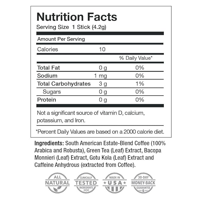 Energy + Focus Instant Coffee by Javita – Premium Arabica with Adaptogens – Clean Energy & Mental Clarity Support – Convenient Functional Coffee Mix (1 box/24 serv.)