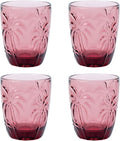 M&N HOME Colored Whiskey Glasses, Set of 4 Colorful Drinking Glasses, 9 Oz Coconut Cups, Glass Tumblers, Glass Cups for Water and Juice, Tiki Cups, Tropical Themed Glassware Set - PURPLE SET
