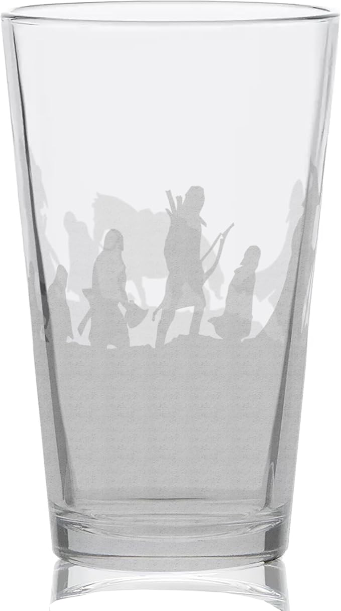 THE FELLOWSHIP Engraved 16oz Pint Glass | Inspired by Tolkien and Middle Earth | Great Christmas Gift Idea | Unique Elvish Wizard Fantasy Decor!