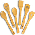 IOOLEEM Bamboo Wooden Spoons for Cooking 6 Pcs 12 Inch, Non-Stick Wooden Kitchen Utensils Set, Natural and Durable Wooden Spatula Spoons for Non-Stick Pan for Cooking