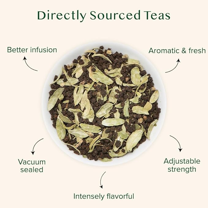 VAHDAM, Cardamom Chai Tea Loose Leaf (50 Cups,3.53 oz)  India's Traditional Cardamom Tea | Spiced Chai Tea | Brew Hot, Iced Or Chai Latte/Masala Chai | Whole Loose-Leaf, Vacuum Sealed