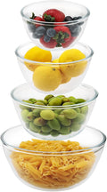 4pc Glass Mixing Bowls Sets (2.80QT, 1.64QT, 1.16QT, 0.85QT), Nesting Mixing Bowls for Cooking Prep, Baking, Storage, Large Salad Bowls Sets-Dishwasher Microwave Freezer Safe