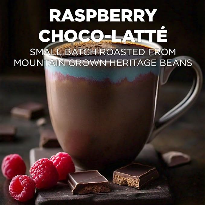 Maud's Raspberry Chocolate Flavored Instant Coffee, 52 ct, 100% Arabica Coffee, Medium Roast, Instant Hot or Iced Coffee - Just add water