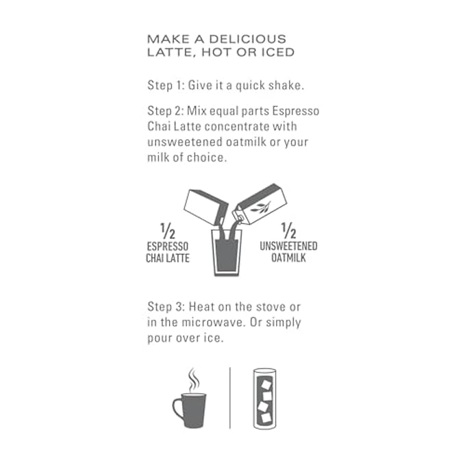 TAZO Espresso Chai Latte, Black Tea Concentrate, Easy to Serve Espresso Chai Tea for Everyday Cafe Style Lattes, Hot or Iced Coffee-like experience, Barista Approved, 32oz Tea Mix Carton