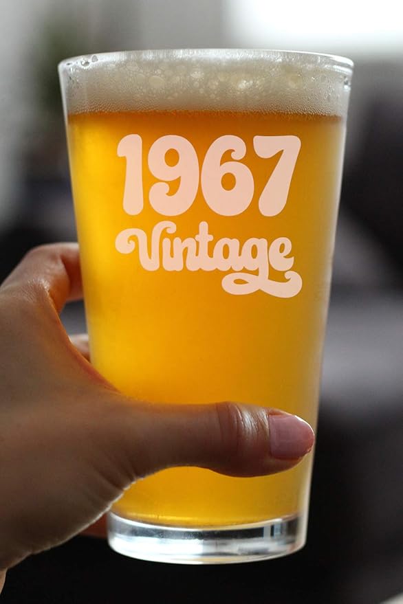 Vintage 1967 Pint Glass for Beer - 58th Birthday Gifts for Men or Women Turning 58 - Fun Bday Party Decor - 16 oz