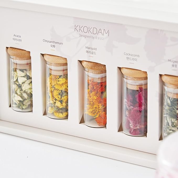 KKOKDAM Lovely Tea Gift Set – Premium Blooming Flowers Variety Pack - Fancy Christmas Gifts from South Korea - 5 Count