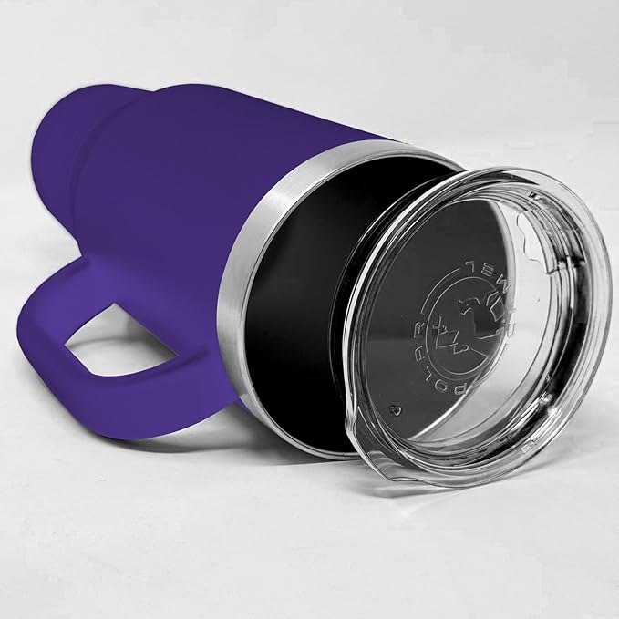 LaserGram 40oz Vacuum Insulated Travel Mug with Handle, Sushi, Personalized Engraving Included (Dark Purple)