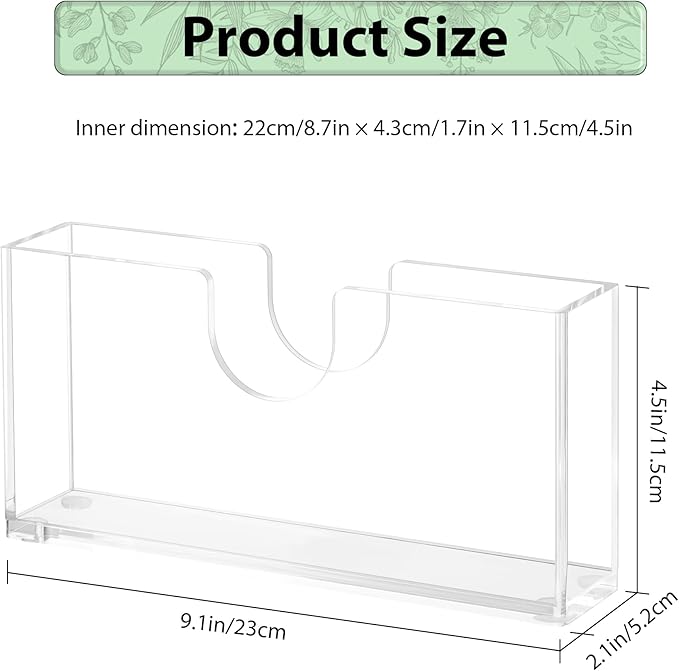 Clear Acrylic Napkin Holder for Table, Elegant Non-Slip Guest Towel Tray for Bathroom, Waterproof Vertical Tissue Dispenser for Kitchen Dining Bar Rounded Corners