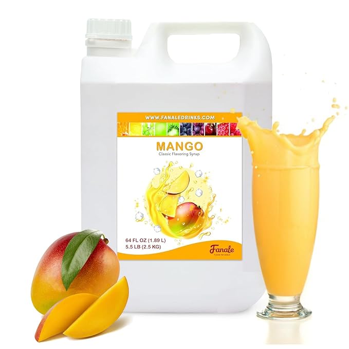 Fanale Premium Flavoring Concentrated Syrup for Bubble Tea 11 lb | Mango Flavor Syrup | for Boba Tea, Smoothies, Slushes, Desserts | 11lb | SRP020