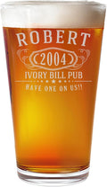 Personalized Etched 16oz Pint Beer Glass - Custom Engraved Gifts for Men Women, Brother Mom Dad, Customized Name Drinking Cup, Happy 40th Birthday, Turning Years Old for Him Her, Bday Party, Bernard