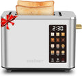 SEEDEEM Toaster 2 Slice, Touch Control Screen, Smart Stainless Toaster, 6 Shade Setting, 6 Bread Selection, Countdown, Removable Crumb Tray, 900W, Silver Metallic