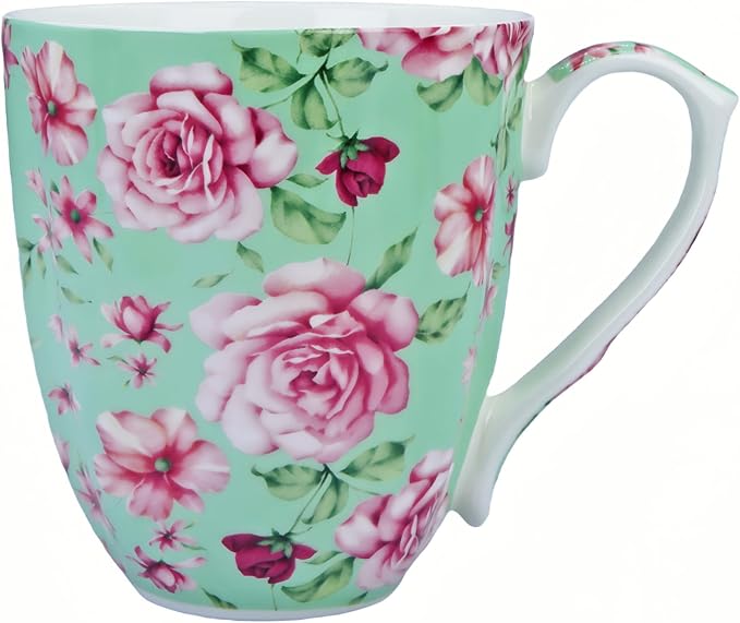 14oz Bone China Coffee Mugs for Women Floral Coffee Mug Tea Cups Novetly Coffee Cups Gift for Women Mom Friends