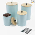 Kitchen Canisters for Countertop Set of 4 with Customizable Chalkboard Labels & Marker Pen - Big Iron Kitchen Canisters with Airtight Lids - Sage Green Canister Set - Flour and Sugar Containers