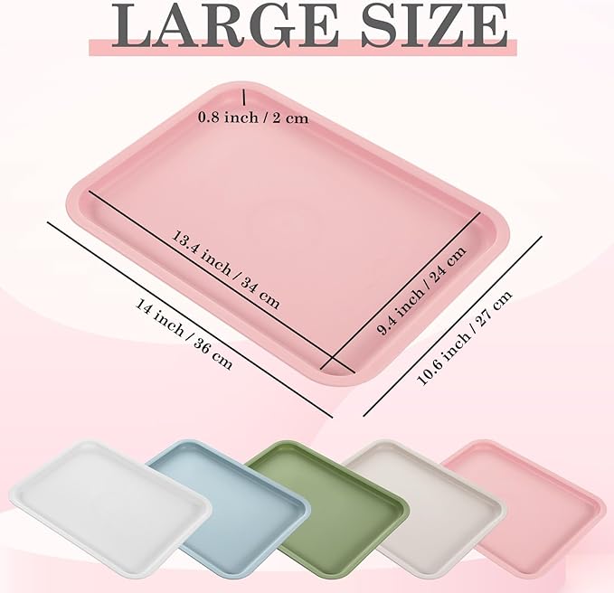 Uiifan 20 Pcs Thicken Plastic Cafeteria Trays Fast Food Serving Tray Bulk Rectangular Serving Trays Restaurant Lunch for Kitchen Hotel Dinner Party(Large,Brilliant Colors)