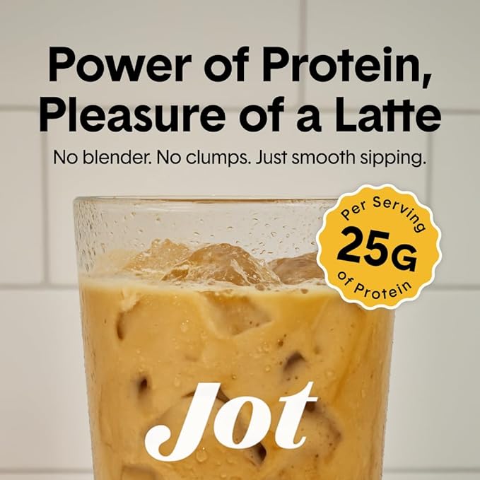 Jot Latte Protein Cold Brew Coffee Powder | Instant Iced Coffees | 25g Premium Whey Protein, 170mg Caffeine Per Serving | 15 Servings