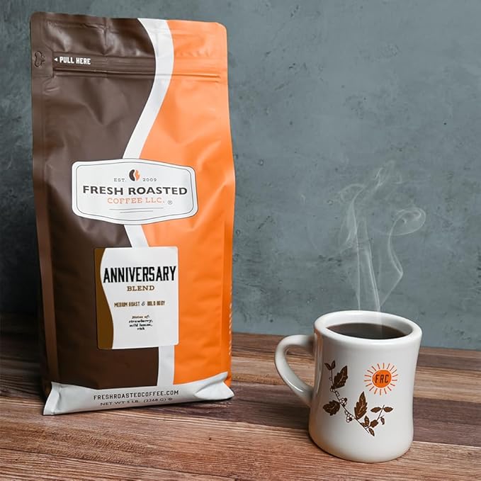 Fresh Roasted Coffee, Anniversary Blend, 5 lb (80 oz), Medium Roast, Kosher, Ground