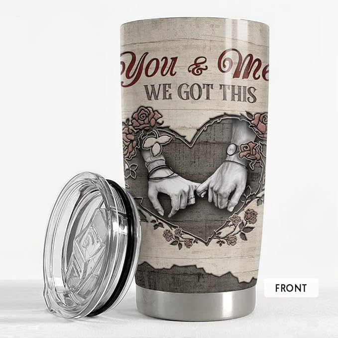 SANDJEST You And Me We Got This Tumbler Engraved Drawing Tumblers 20oz Stainless Steel Insulated Travel Mug Christmas Birthday Valentine Gift for Wife Husband Boyfriend Girlfriend