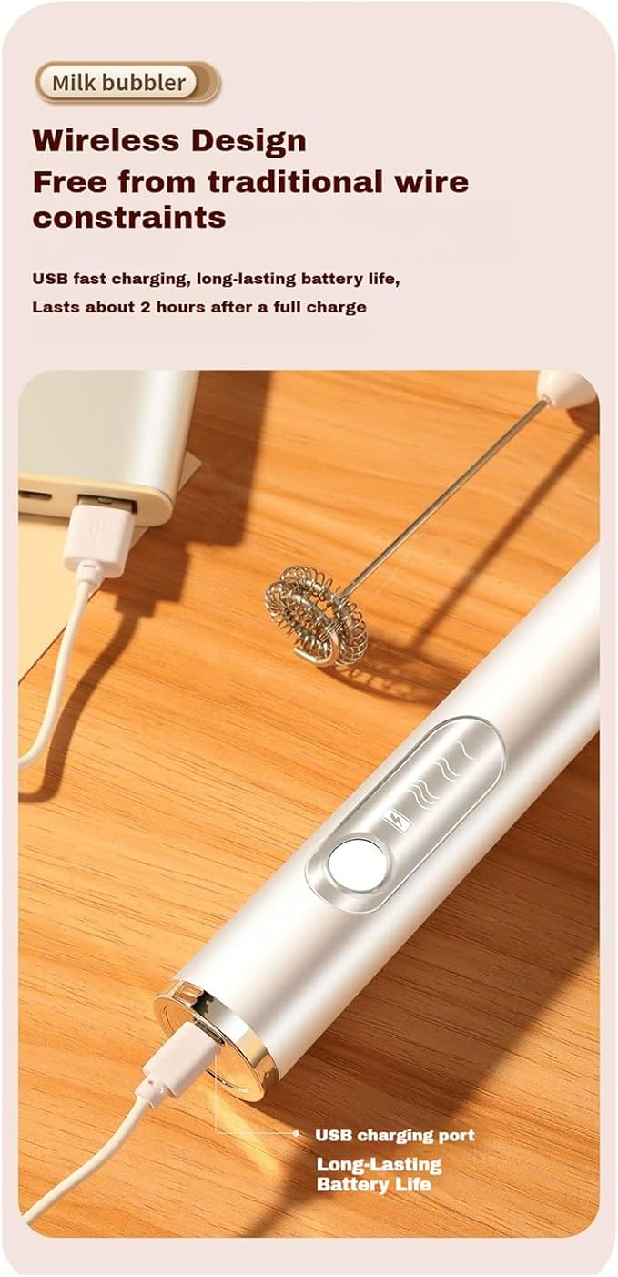 YooHooPo rechargeable milk frother hand held - 3-speed wireless electric whisk for coffee,milk,cream,usb charging