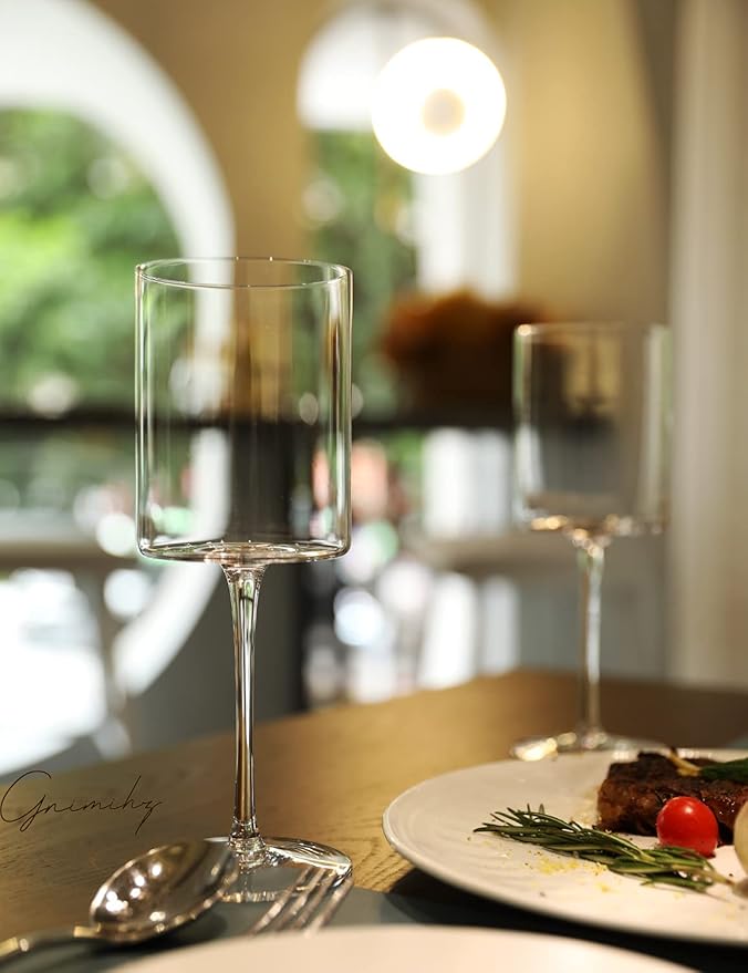 Wine Glasses Set of 2-16oz Cylindrical Red White Wine Glass, Made from Lead-Free Premium Crystal, Great Gift for Wedding, Anniversary, Christmas, Birthday, 9’’ Tall, Clear