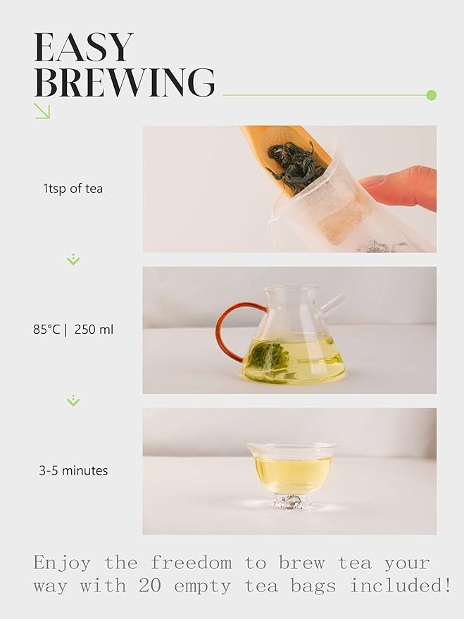 CO-OP 1950 Golden Green Tea Loose Leaf Tea, 100g, High Mountain Whole Loose Leaf Green Tea, Naturally Smooth & Refreshing, Rich in Antioxidants, No Additives, 20 Empty Tea Bags Included, Tin