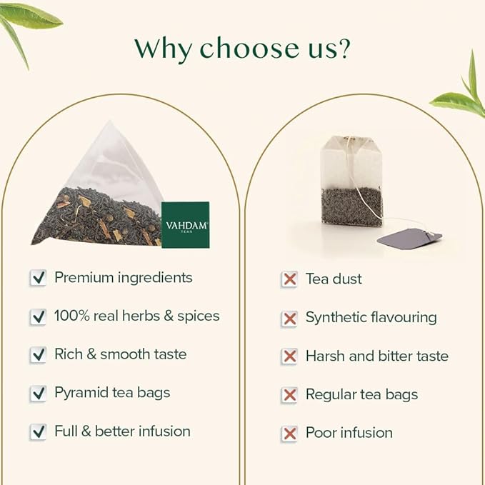 VAHDAM, Vanilla Chai Tea Bags (30 Count) High Caffeine, Non GMO, Gluten Free | Individually Wrapped, Full-bodied & Malty | No Artificial Flavor | Blended w/Vanilla, Cappuccino & Exotic Spices