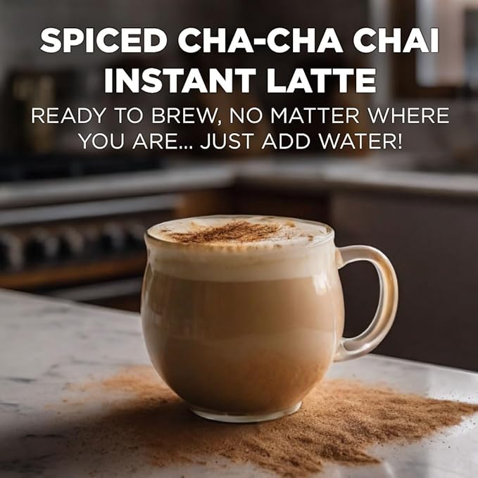 Maud's Spiced Chai Tea Latte Instant Packets, 16 ct, 100% Gourmet Blended Tea Leaves, Instant Hot or Iced Chai Tea Latte - Just add water