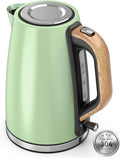 Electric Kettle for Boiling Water, 1.7L Visual Water Window Stainless Steel Electric Water Kettle, 1500W BPA-Free Hot Water Kettle Pot, Auto Shut Off & Boil-Dry Protection, Green