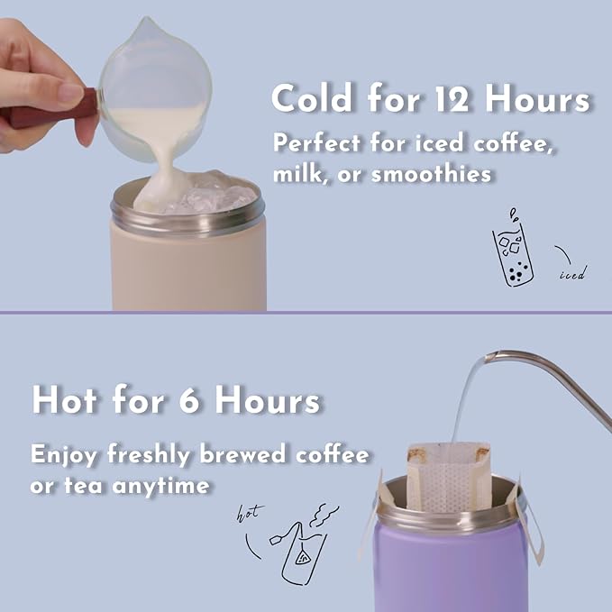 Insulated Tumbler S with Two Straws, Ideal for Office, Travel, Stainless Steel Vacuum Insulated, Excellent Temperature Preservation, Leak-Proof, Durable, 24 oz, Latte