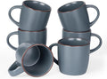 famiware Mercury Coffee Mugs 13 oz, Coffee Mugs Set of 6 with Handle, Cups for Latte, Hot Tea, Cappuccino, Mocha, Cocoa, Charcoal