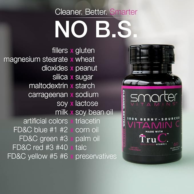 (5 Pack) Raw Whole Food Vitamin C from Berries, Premium Antioxidants, Bioflavonoids & Polyphenols, 300 Vegan Capsules