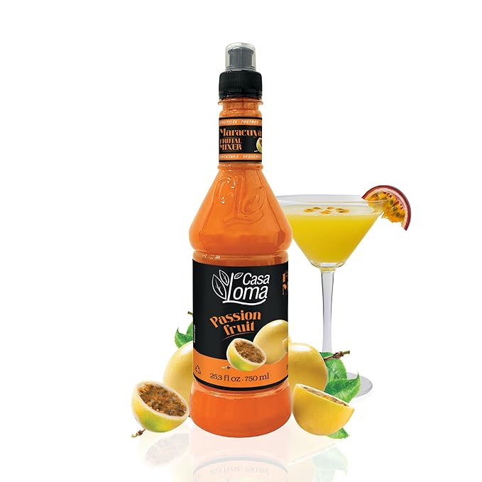Casa Loma Premium Passionfruit Syrup – 750 ml Authentic Colombian Gourmet Artisan Crafted Syrup Sauce for Beverages, Desserts, Cooking & Mixology, Made with Real Fruit, Vegan, Non-GMO, and Gluten-Free