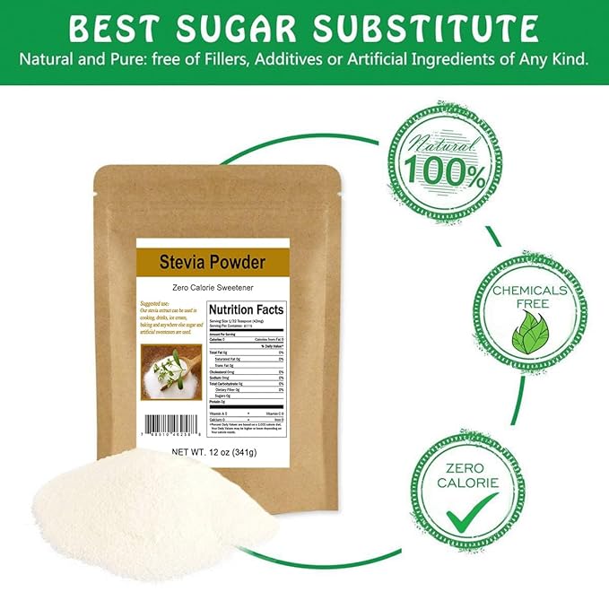CCnature Stevia Powder Extract Natural Sweetener Zero Calorie Sugar Substitute12oz