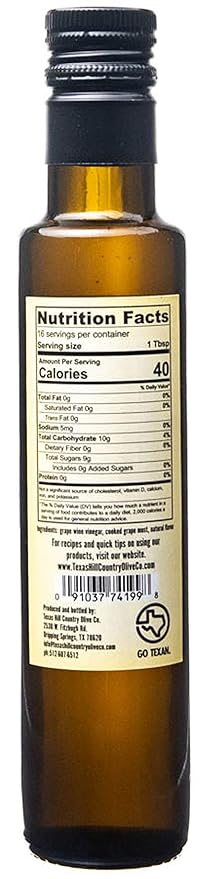 White Lemon Balsamic Vinegar - Gourmet Barrel Aged Infused Balsamic Vinegar - Great for Dressing Dipping Glazing - No Artificial Flavors or Added Sugar - Made in Texas (8.5 oz)