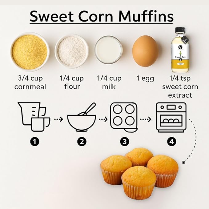 Dolce Flav Natural Sweet Corn Extract – 8 Ounce Water-Soluble Kosher, Sugar-Free, Concentrated Savory-Sweet Flavor for Baking, Cornbread & Ice Cream, Includes Measured Dropper