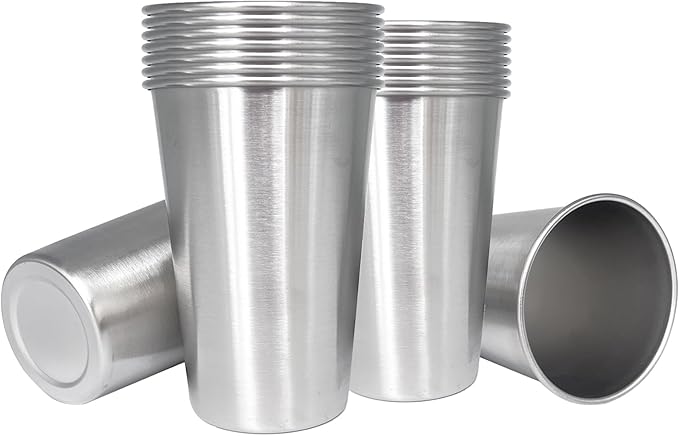 16OZ 16pack Stainless Steel Pint Cups Shatterproof Cup Unbreakable Tumblers -Metal Cups - Stackable Durable cup，Chilling Beer Glasses, for Travel, Outdoor, Camping, Everyday，Restaurant