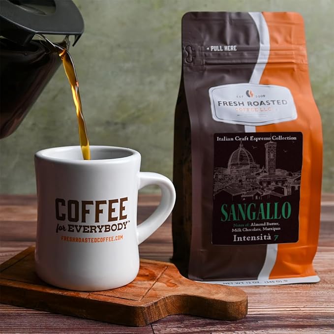 Fresh Roasted Coffee, Sangallo Italian Craft Artisan Blend, 12 oz, Medium Roast, Kosher, Ground